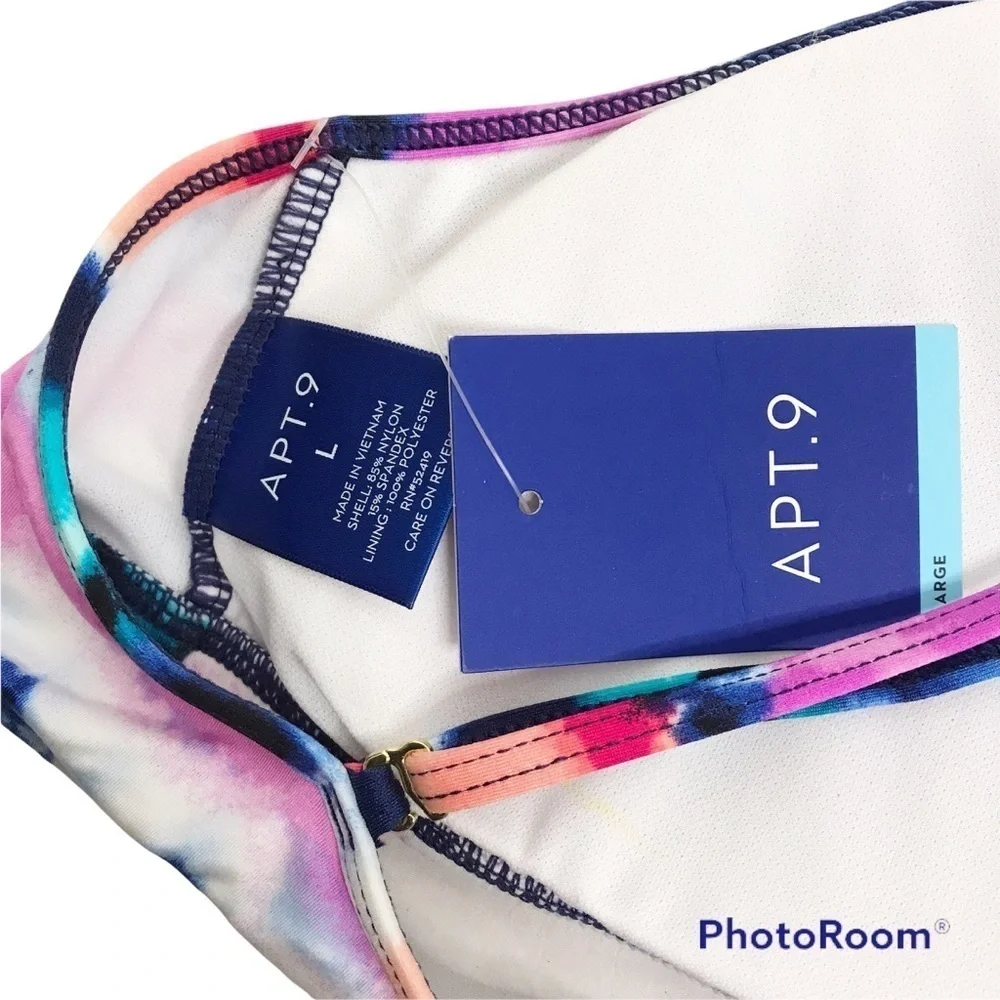 Apt 9 multicolored tie die striped bikini top size L nwt - Picture 6 of 6